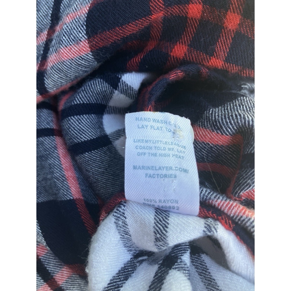 Marine Layer Anita Plaid Shirt M Medium Lightweight Flannel Rayon Soft Button Up - Picture 5 of 6